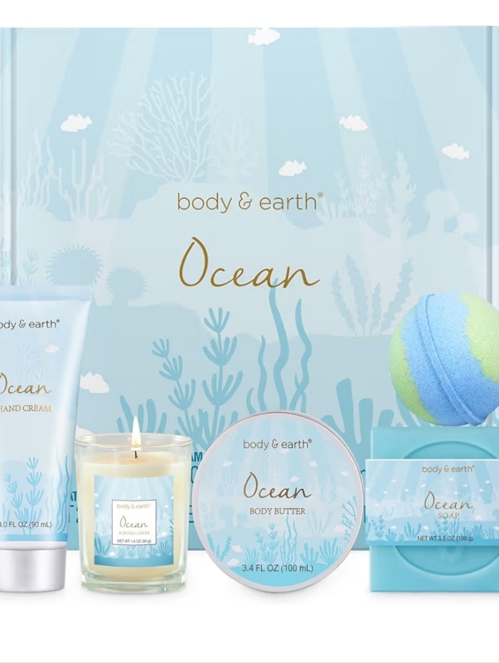 Gifts for Women, Bath and Body Women 5 Pcs Ocean Scented Spa Gif Set NEW